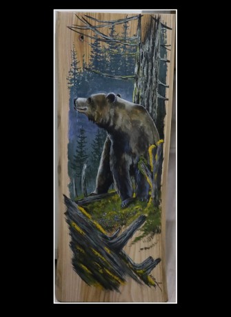 Medvěd - malba na dřevě - Autor Marek Zimka