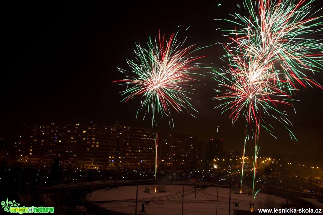 Novoroční ohňostroj - Ostrava - Foto Jan Valach (2)